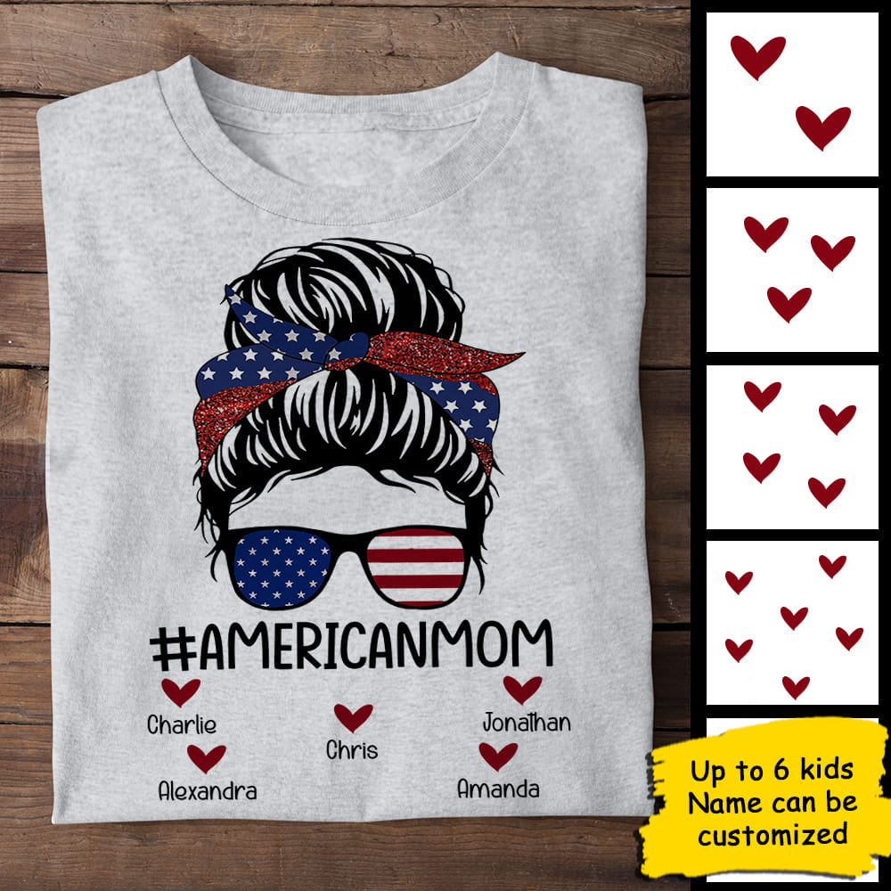 American Mom - Gift For 4th Of July - Personalized Unisex T-Shirt.