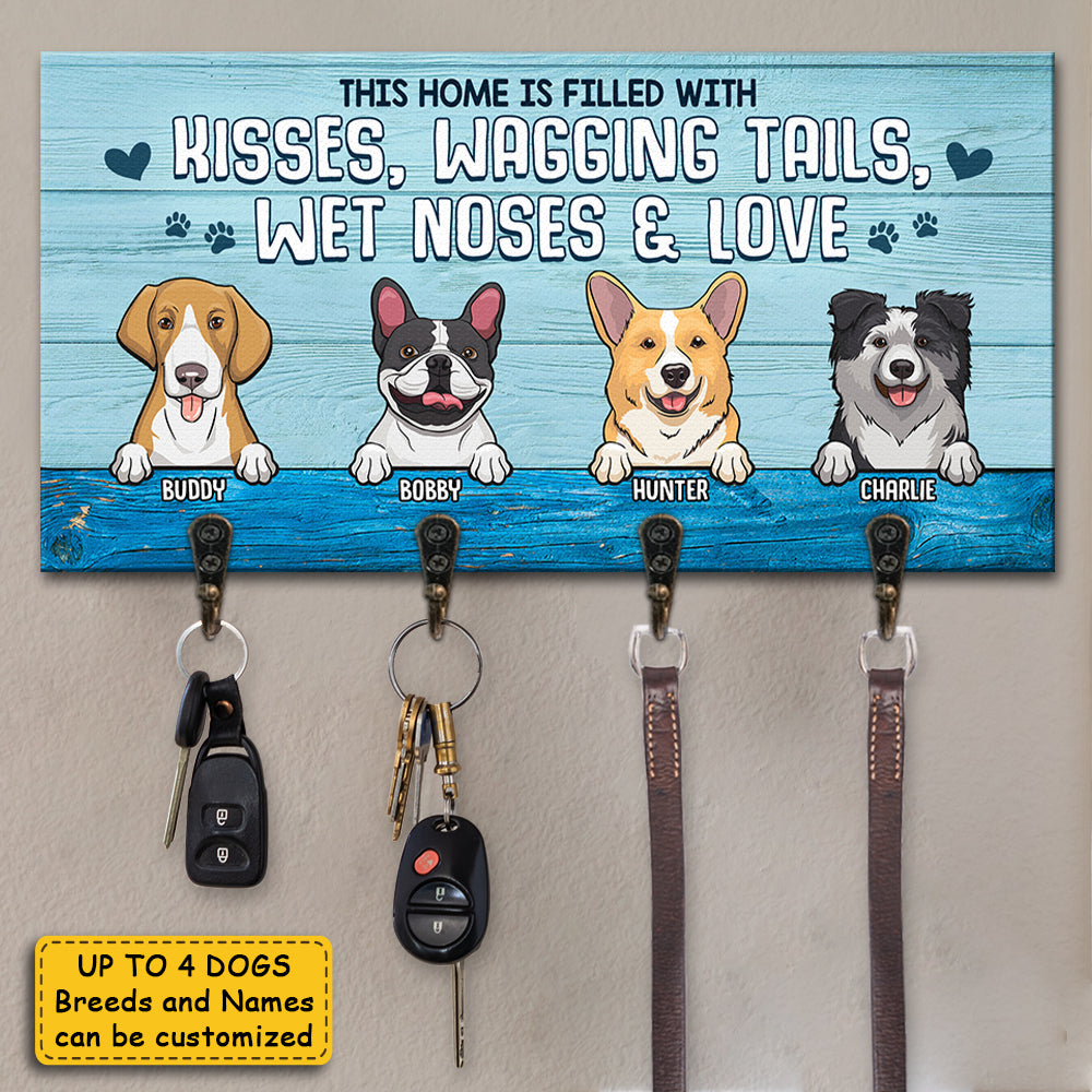 Cette maison est remplie de queues qui remuent, de nez mouillés et d'amour - Porte-clés personnalisé, porte-clés - Cadeau pour les amoureux des chiens