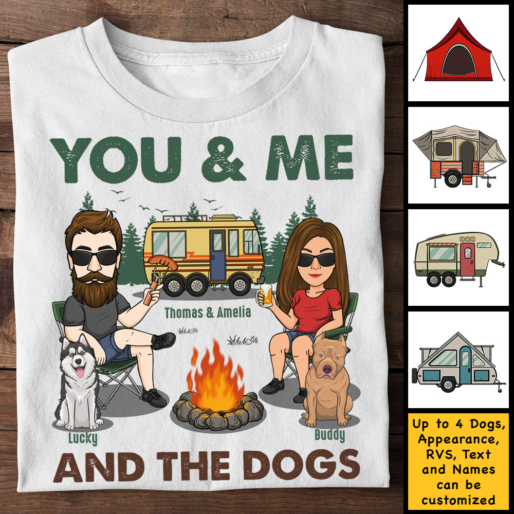 Toi, moi et les chiens, créons des souvenirs - T-shirt unisexe personnalisé, sweat à capuche - Cadeau pour les couples, cadeau pour les amateurs de camping
