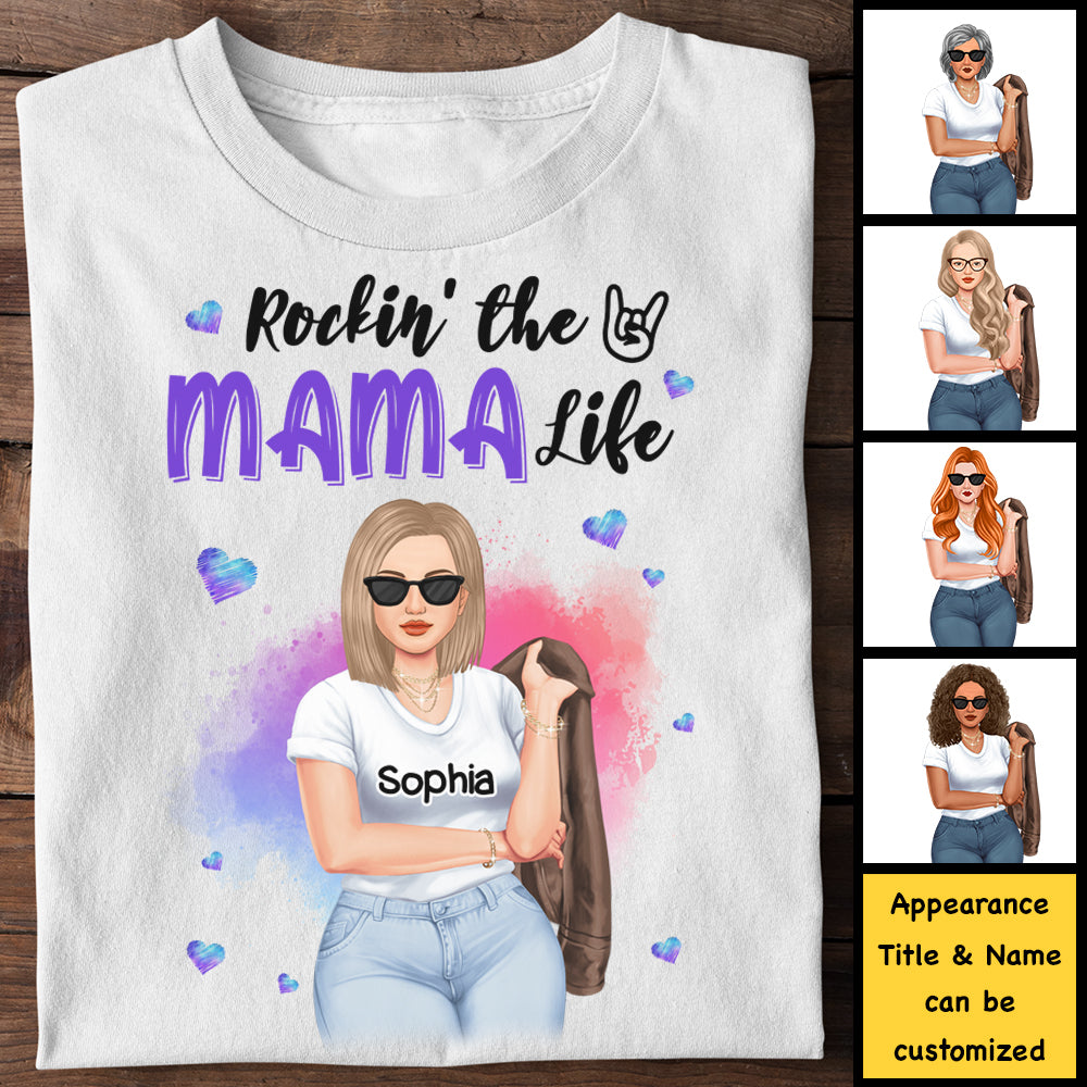 Rockin' The Mom Life - Cadeau pour maman, grand-mère - T-shirt unisexe personnalisé, sweat à capuche