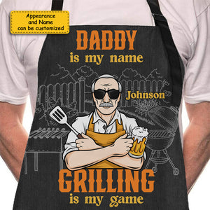 Papa est mon nom - Tablier personnalisé - Cadeau pour papa, grand-père