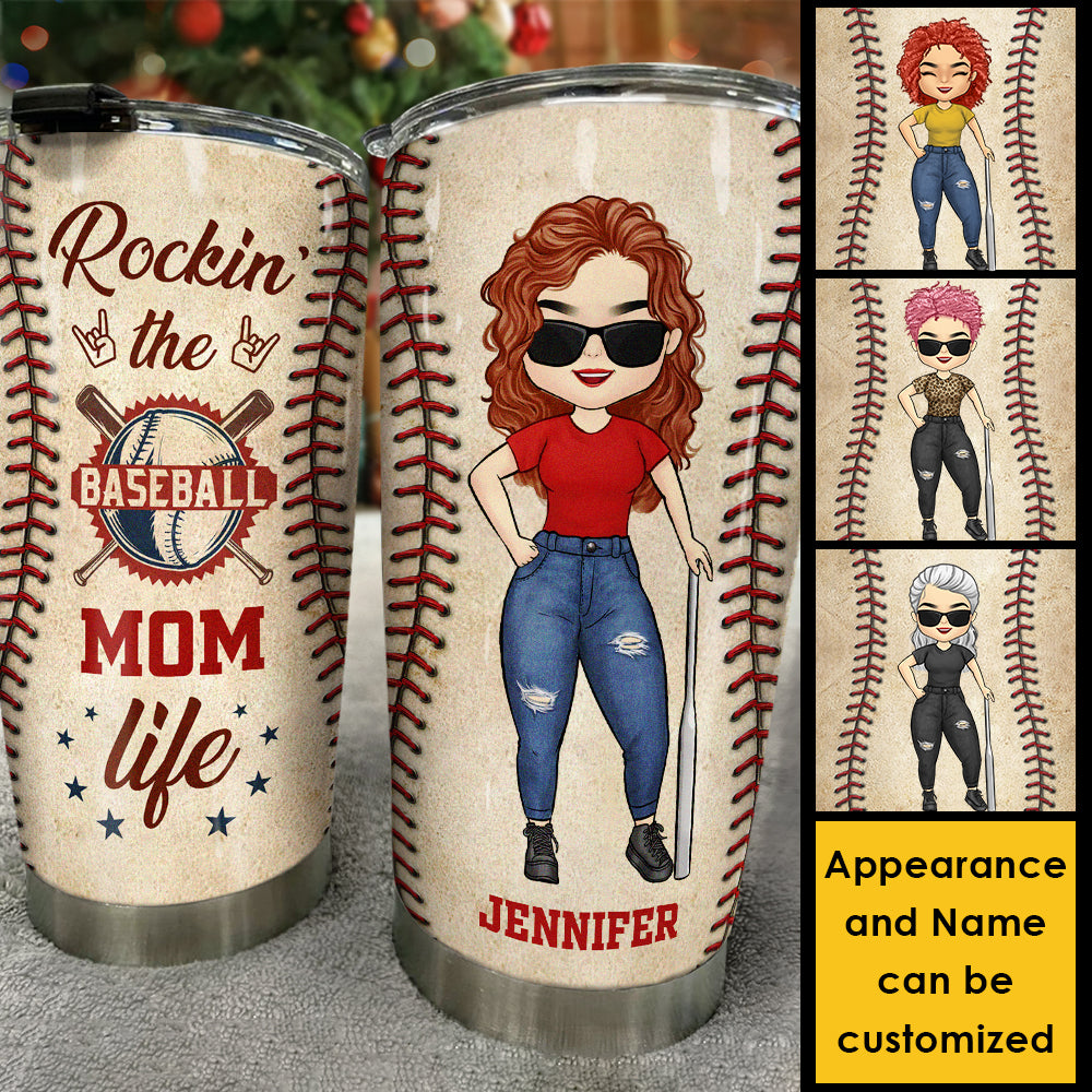 Rockin' The Baseball Mom Life - Cadeau pour maman, gobelet personnalisé