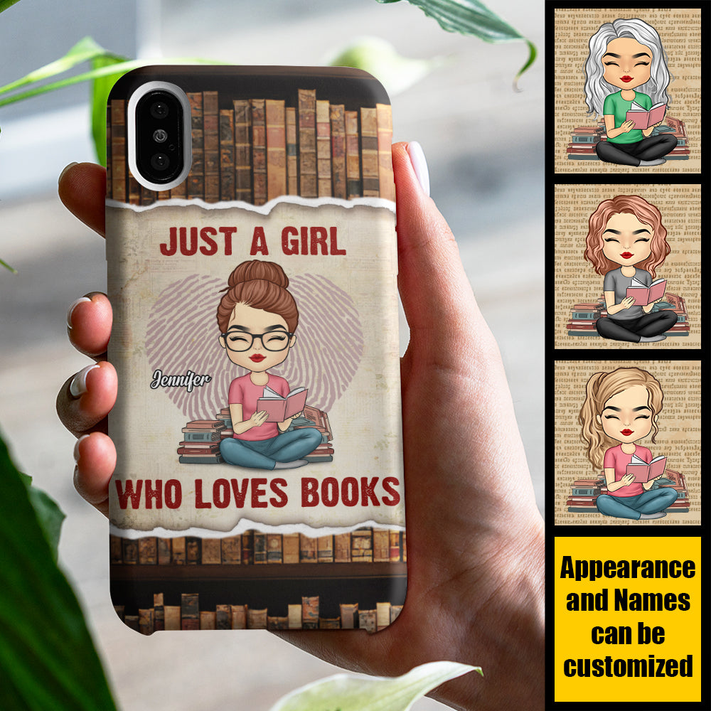 A Girl Who Loves Books - Personalized Phone Case.