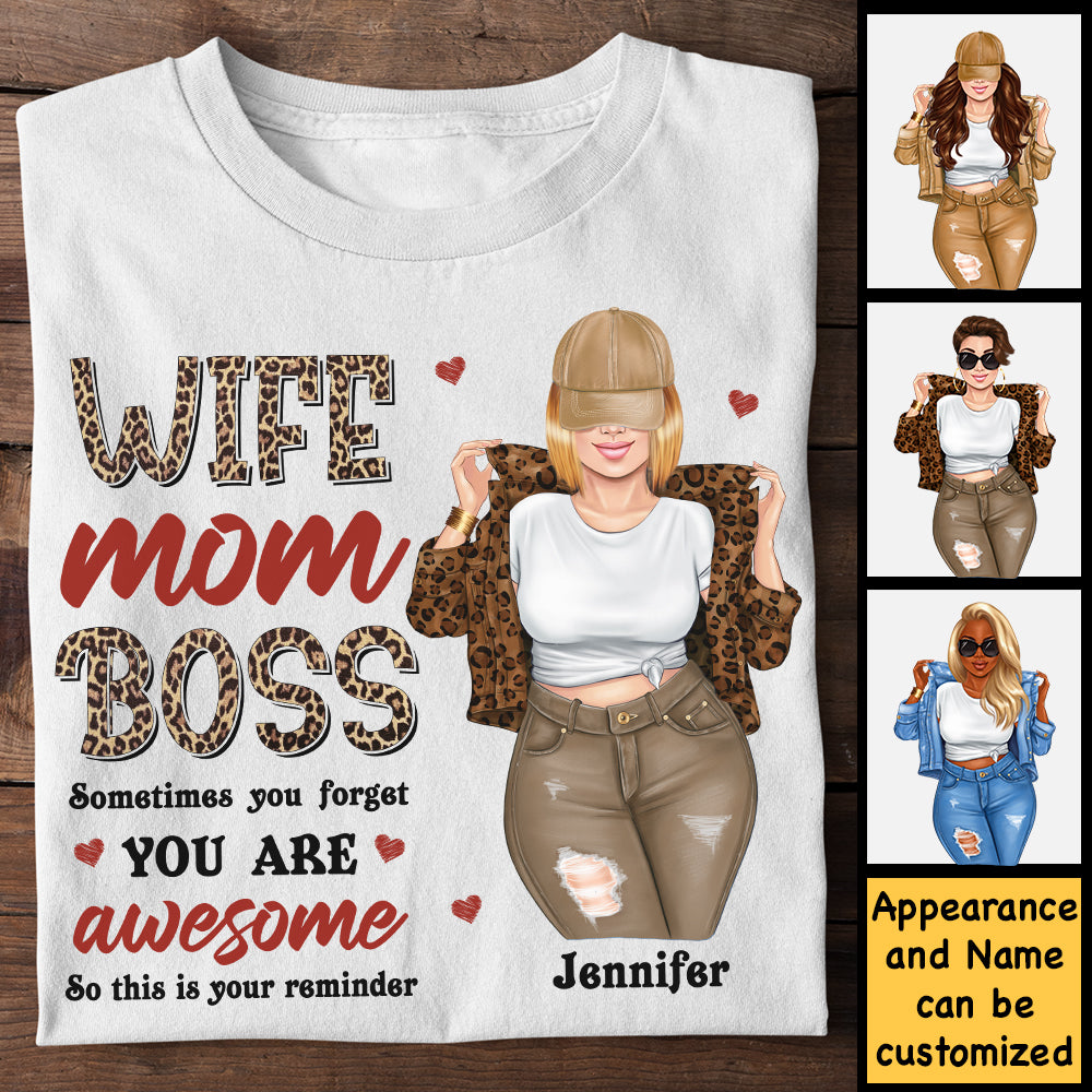Femme, maman, patronne, parfois on oublie qu'on est géniale - Cadeau pour maman, t-shirt unisexe personnalisé, sweat à capuche