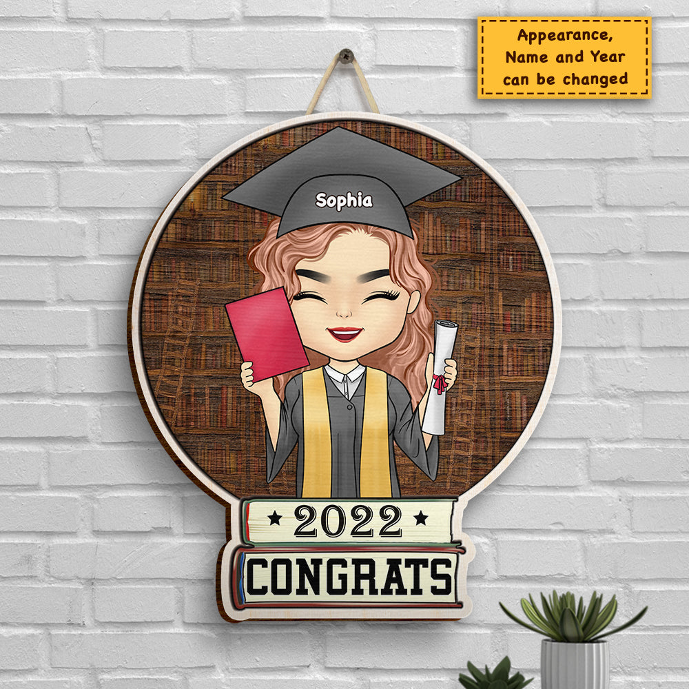 Félicitations pour votre diplôme - Panneau en bois personnalisé - Cadeau de remise de diplôme