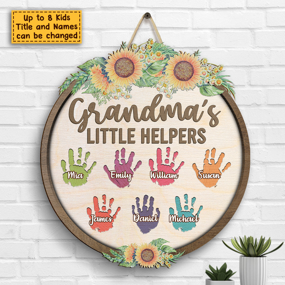 Les petits assistants de grand-mère - Panneau en bois personnalisé - Cadeau pour grand-mère et grands-parents