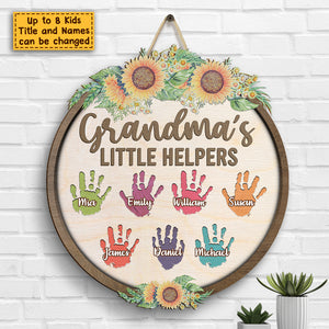Les petits assistants de grand-mère - Panneau en bois personnalisé - Cadeau pour grand-mère et grands-parents