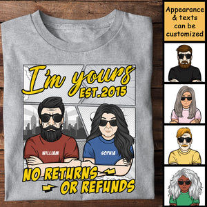 Je suis à toi, sans remboursement, style bande dessinée - Cadeau pour couple, mari et femme - T-shirt unisexe personnalisé