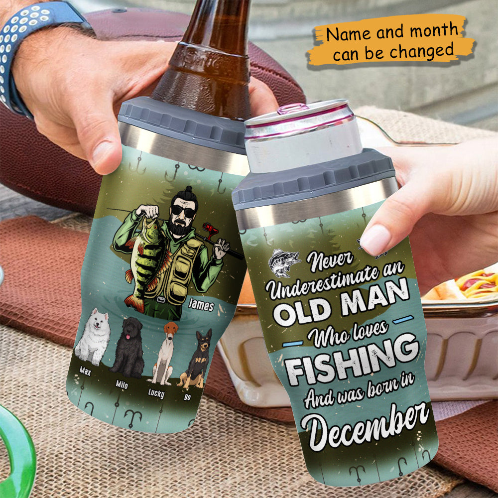 Un vieil homme qui aime la pêche - Glacière personnalisée - Cadeau pour papa pêcheur, cadeau pour amoureux des animaux
