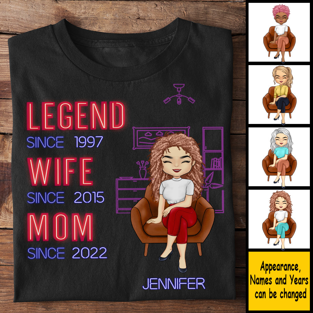 Légende épouse et maman depuis - Cadeau pour maman - T-shirt unisexe personnalisé, sweat à capuche