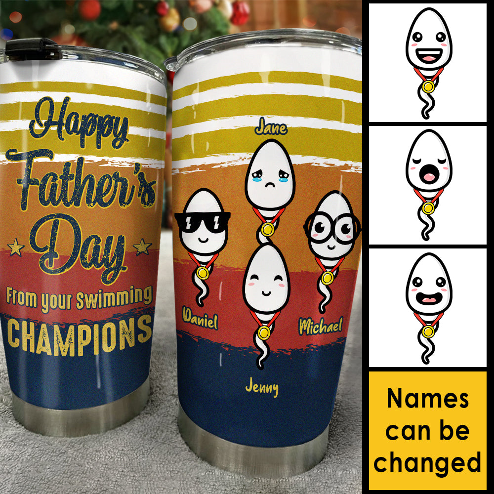 Bonne fête des pères de la part de vos champions de natation - Cadeau pour papa, cadeau pour la fête des pères - Gobelet personnalisé