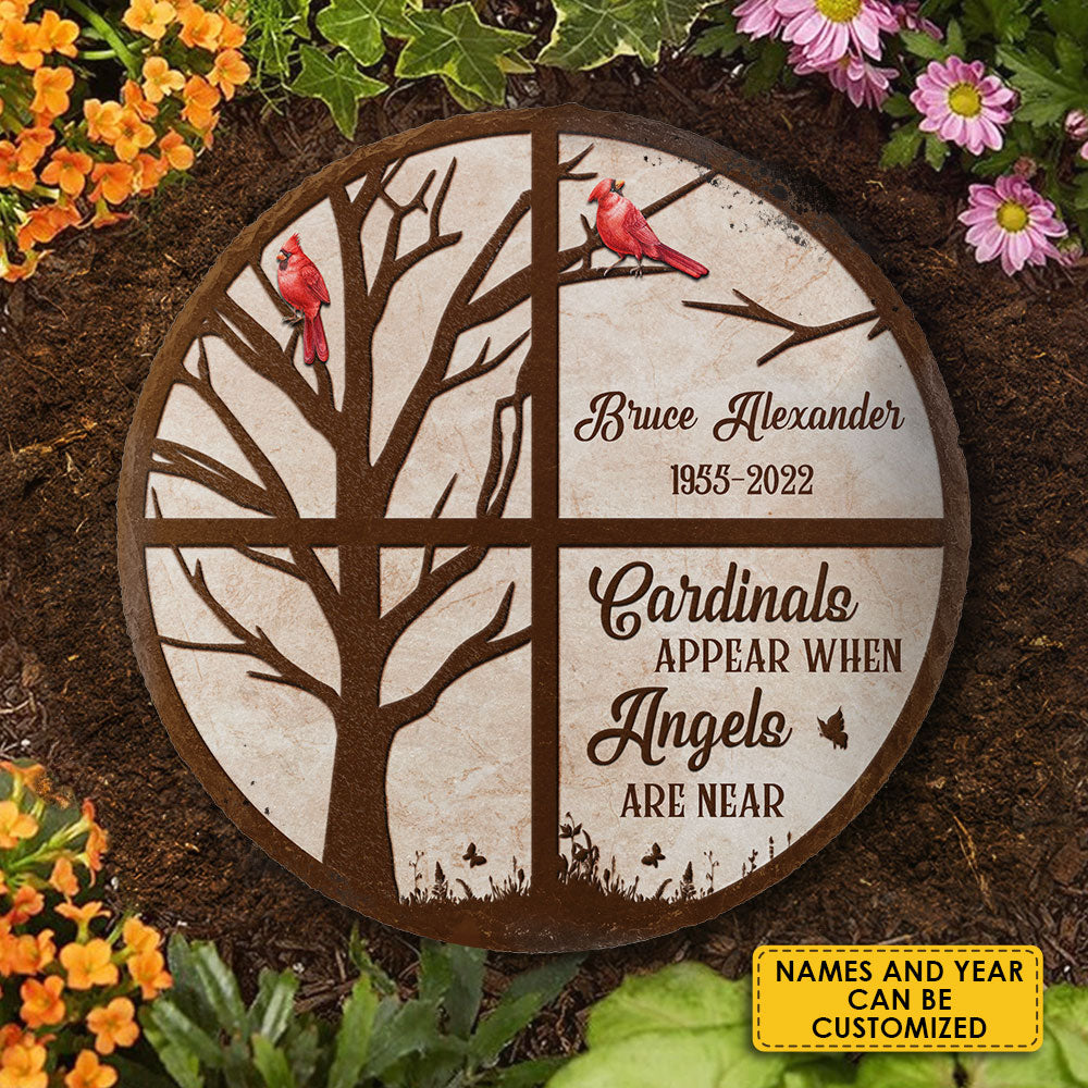 Cardinals Appear We Know Angels Are Near - Personalized Memorial Stone, Human Grave Marker - Memorial Gift, Sympathy Gift