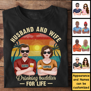 Mari et femme, amis de beuverie pour la vie - Cadeau pour couple, mari et femme - T-shirt et sweat à capuche personnalisés