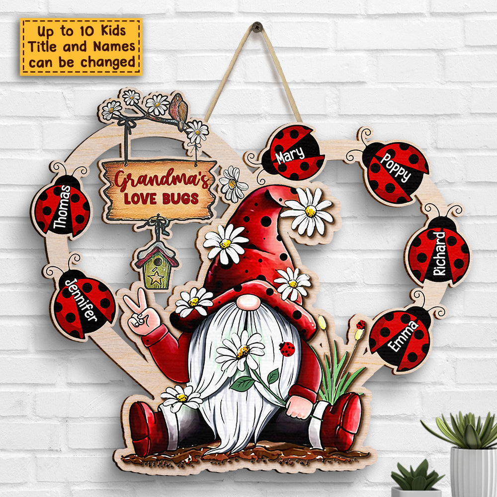 Grandma's Love Bugs - Panneau en bois personnalisé - Cadeau pour grand-mère et grands-parents