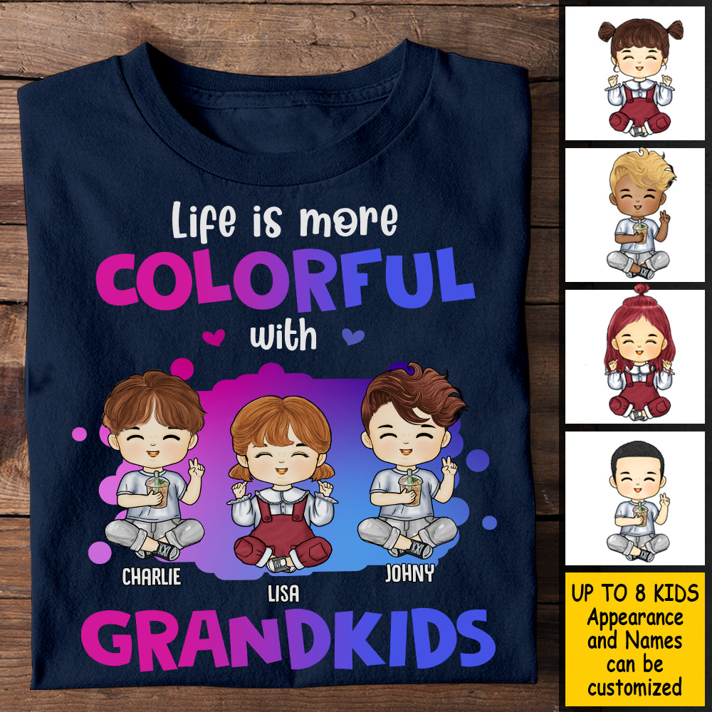 La vie est plus colorée avec ses petits-enfants - Cadeau pour grands-parents, t-shirt unisexe personnalisé, sweat à capuche