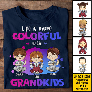 La vie est plus colorée avec ses petits-enfants - Cadeau pour grands-parents, t-shirt unisexe personnalisé, sweat à capuche