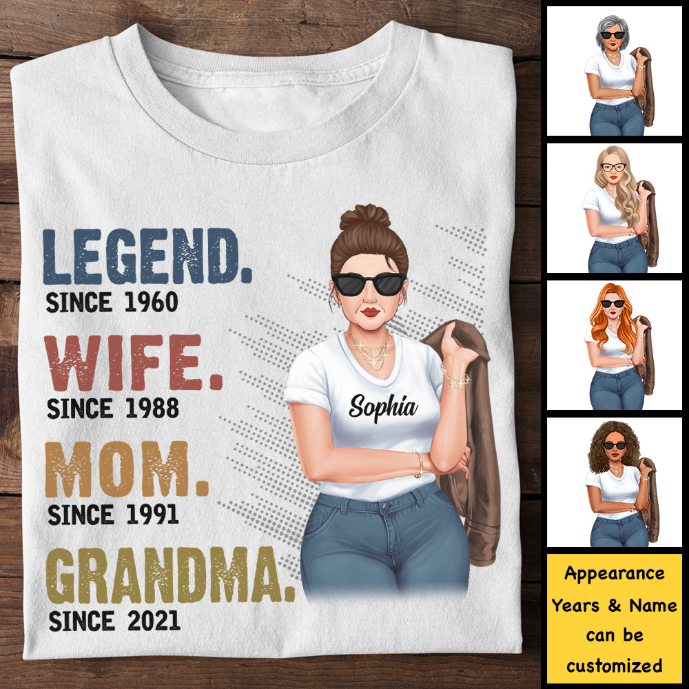 Légende Femme Maman Grand-mère Depuis Année - Cadeau pour maman, grand-mère - T-shirt unisexe personnalisé, sweat à capuche