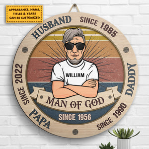 Homme de Dieu - Panneau en bois personnalisé - Cadeau pour papa, grand-père