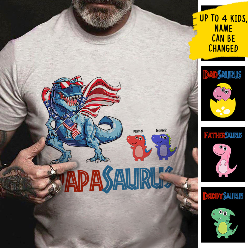 Gift for Dad - Dinosaur Dad - Personalized Custom Unisex T-shirt.