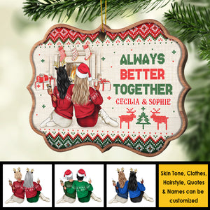 Not Sisters By Blood But Sisters By Heart - Personalized Shaped Ornament.
