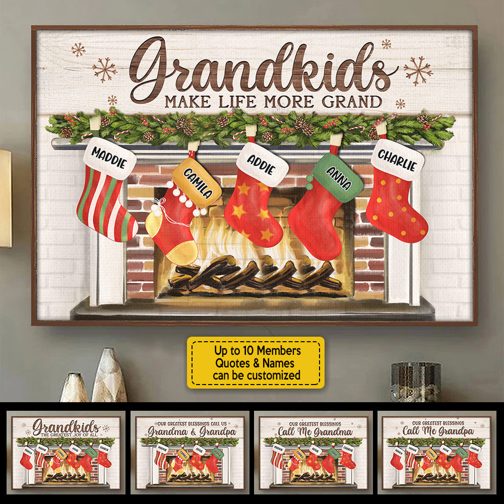 Our Greatest Blessings Call Us Grandma & Grandpa - Personalized Horizontal Poster.
