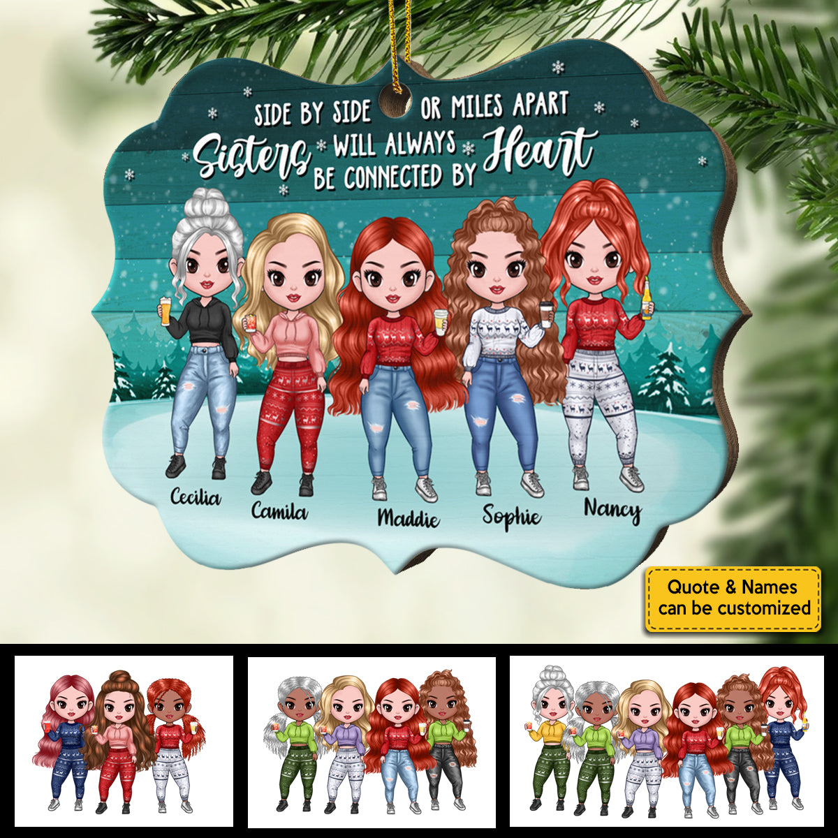 There Is No Greater Gift Than Sisters - Personalized Shaped Ornament.