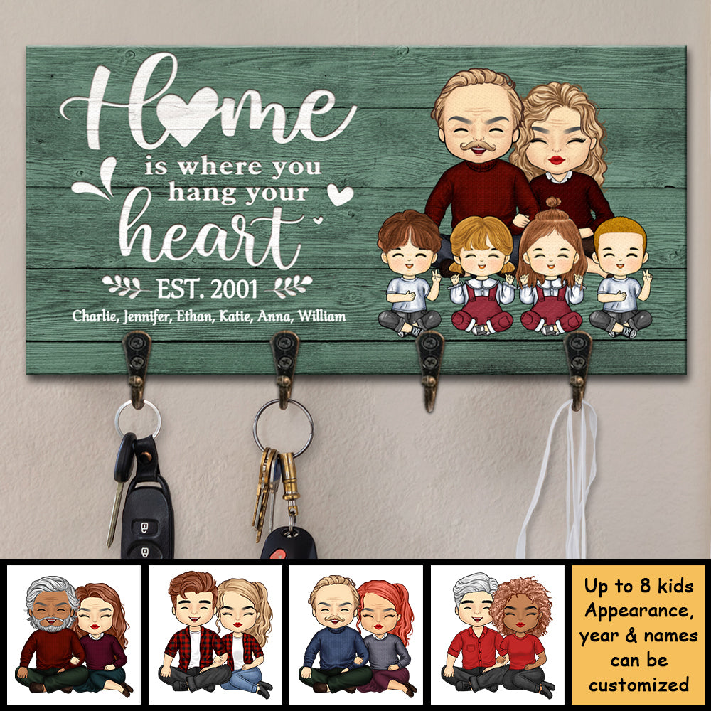 La maison est là où vous accrochez votre cœur - Porte-clés personnalisé, porte-clés - Cadeau pour couples, mari et femme