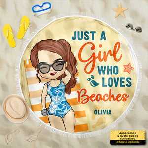 Serviette de plage ronde personnalisée « Good Times &amp; Tan Lines »