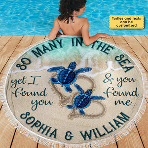 Nous nous sommes trouvés - Serviette de plage ronde personnalisée - Cadeau pour couple, mari et femme
