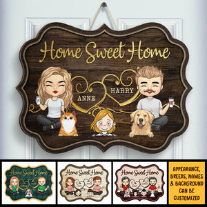 Notre maison, douce maison - Panneau en bois personnalisé - Cadeau pour les couples, cadeau pour les amoureux des animaux