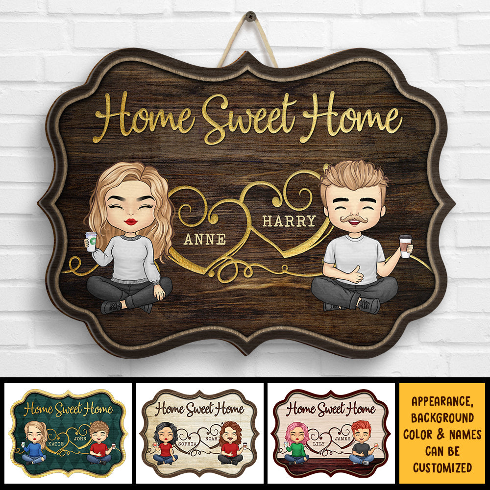 Home Sweet Home - Cadeau pour couple, mari et femme - Panneau en bois personnalisé
