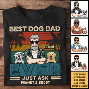 Meilleur papa chien, demandez-lui simplement ! T-shirt et sweat à capuche unisexe personnalisé ! Cadeau pour les amoureux des animaux
