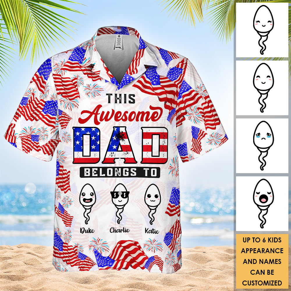 Ce papa génial appartient à - Chemise hawaïenne personnalisée - Cadeau pour papa