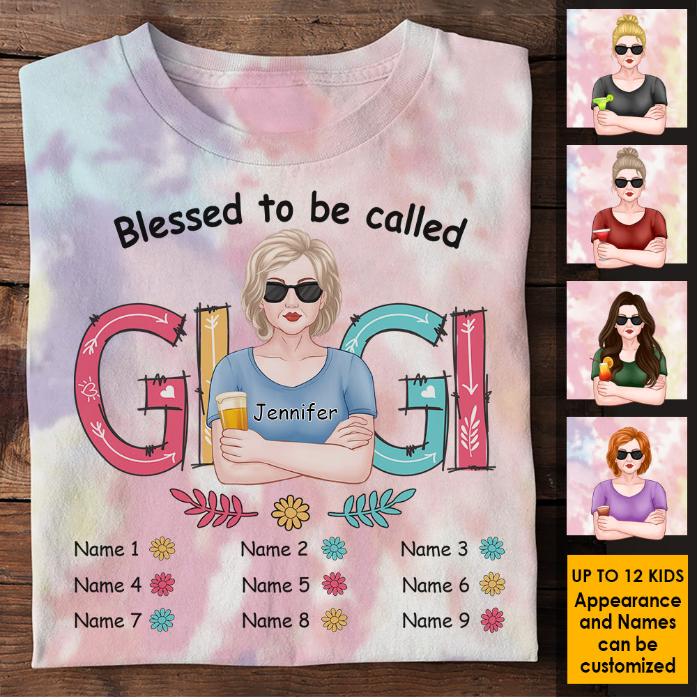 Bénie d'être appelée Gigi - Cadeau pour maman, grand-mère - T-shirt unisexe personnalisé imprimé sur toute la surface