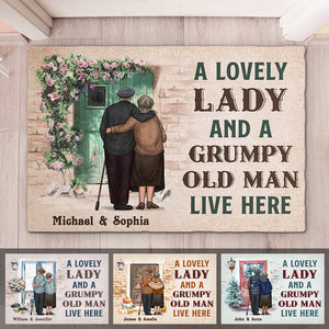 A Lovely Couple Live Here - Personalized Decorative Mat - Gift For Couples, Husband Wife