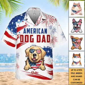 American Pet Dad - T-shirt hawaïen personnalisé - Cadeau pour papa, cadeau pour amoureux des animaux