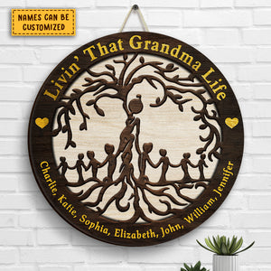 Livin' That Grandma Life - Cadeau pour grand-mère, panneau en bois personnalisé