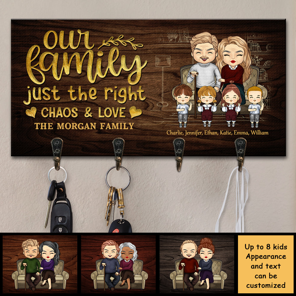 Notre famille, juste le bon chaos et amour - Porte-clés personnalisé, porte-clés - Cadeau pour couples, mari et femme