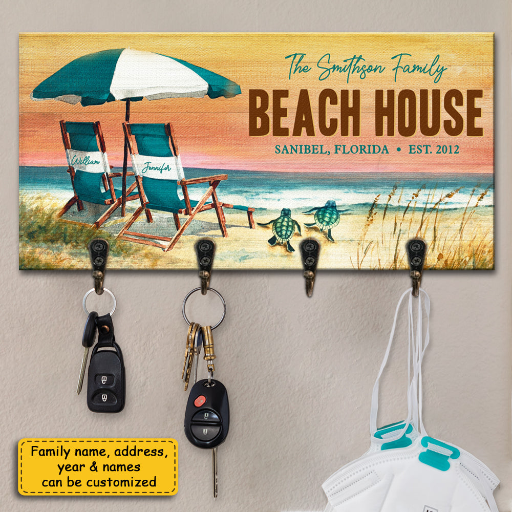 La maison familiale de plage - Porte-clés personnalisé, porte-clés - Cadeau pour couple, mari et femme