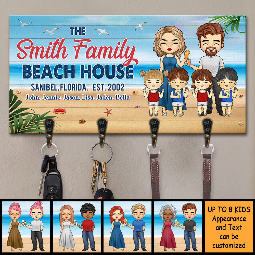 Maison de plage où la famille se rend pour devenir amie - Porte-clés personnalisé, porte-clés - Cadeau pour couples, mari et femme