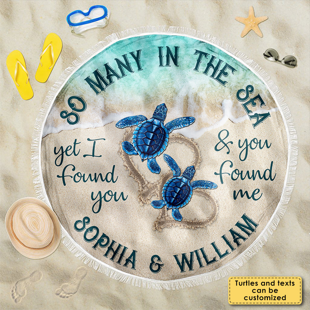 Nous nous sommes trouvés - Serviette de plage ronde personnalisée - Cadeau pour couple, mari et femme