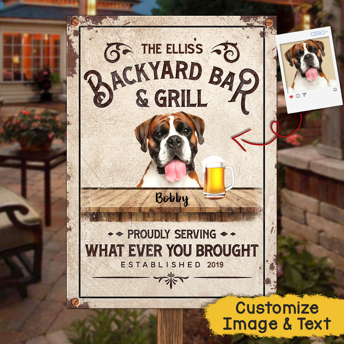 Custom Dog And Cat Upload Image - Gift For Dog Lovers, Personalized Metal Sign.