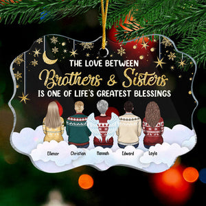 The Love Between Brothers & Sisters - Personalized Custom Benelux Shaped Acrylic Christmas Ornament - Gift For Siblings, Christmas Gift