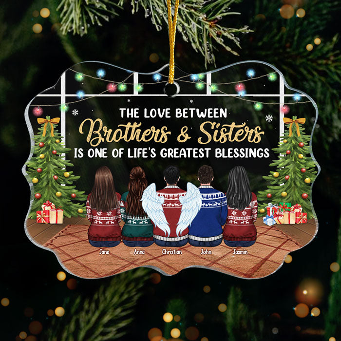 L'amour entre nous est l'une des plus grandes bénédictions de la vie - Décoration de Noël personnalisée en acrylique en forme de Benelux - Cadeau pour la famille, cadeau de Noël