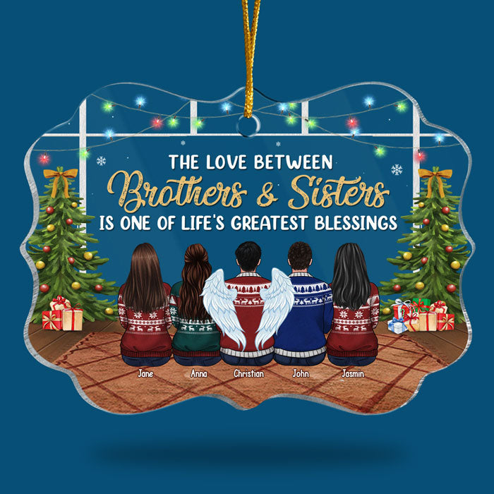 L'amour entre nous est l'une des plus grandes bénédictions de la vie - Décoration de Noël personnalisée en acrylique en forme de Benelux - Cadeau pour la famille, cadeau de Noël