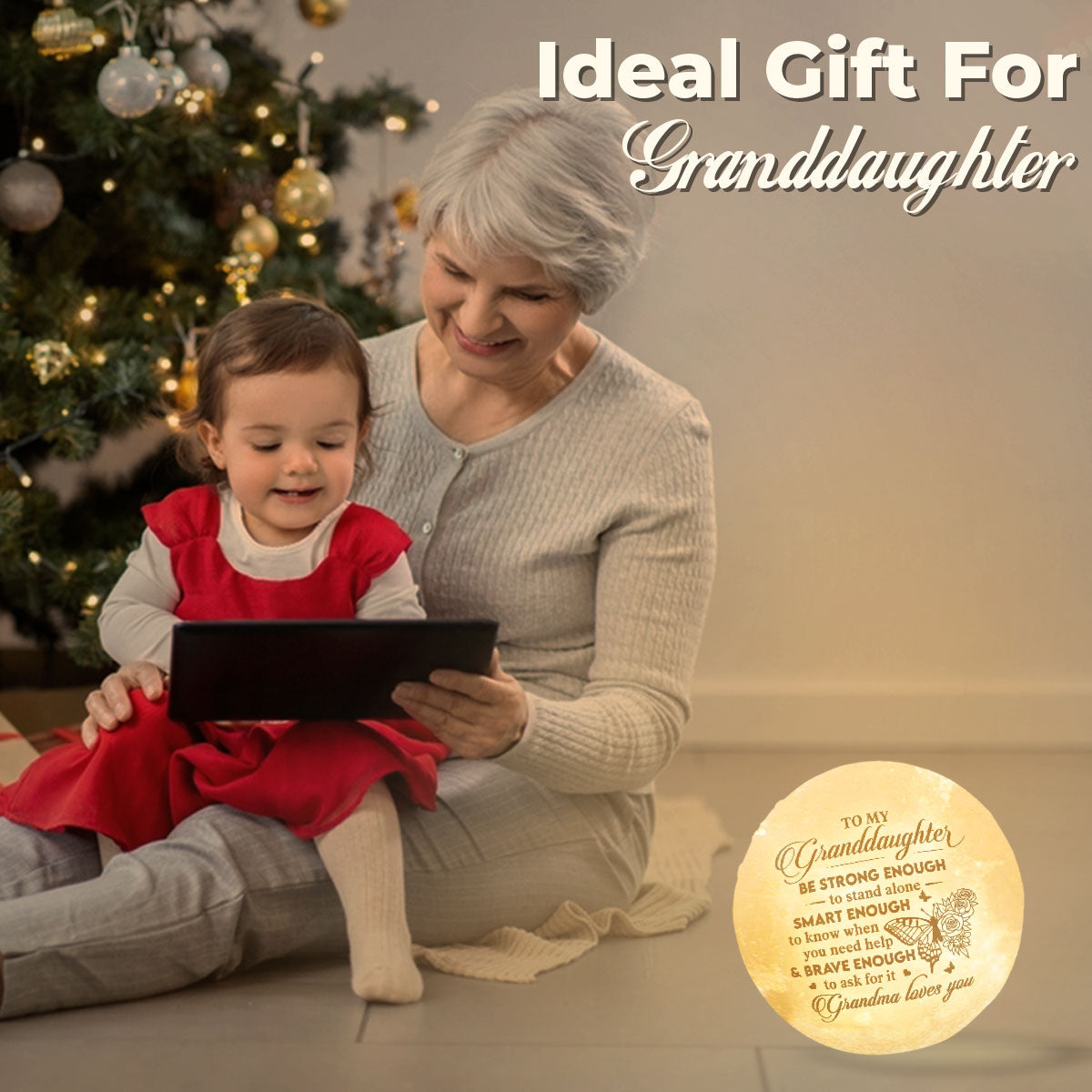 Assez courageux pour demander de l'aide - Lampe lunaire - À ma petite-fille, cadeau pour petite-fille, cadeau de grand-mère pour petite-fille, cadeau d'anniversaire pour petite-fille, cadeau de Noël