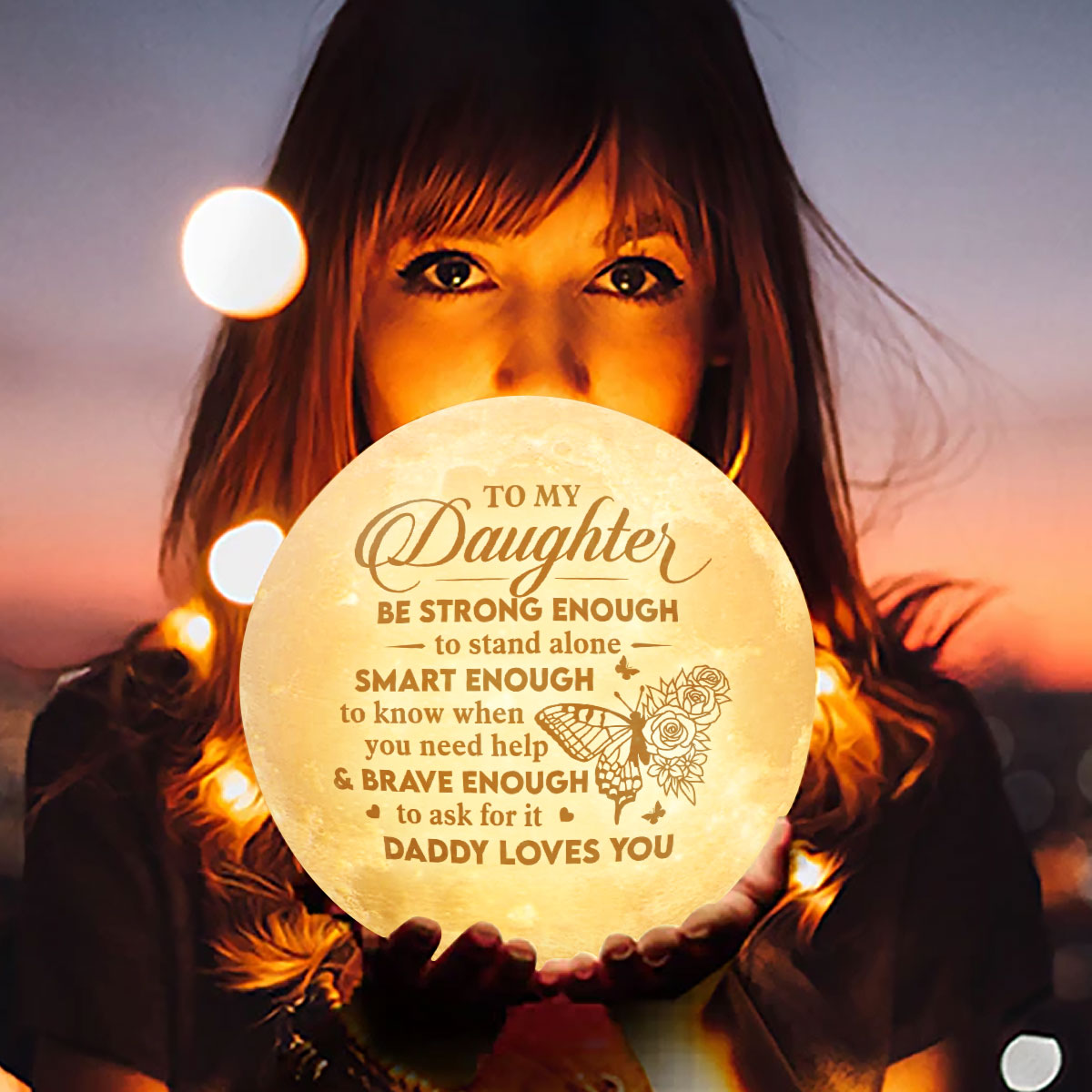 Assez intelligent pour savoir quand vous avez besoin d'aide - Lampe lunaire - À ma fille, cadeau pour fille, cadeau de papa pour fille, cadeau d'anniversaire pour fille, cadeau de Noël
