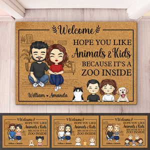 J'espère que vous aimez, c'est un zoo à l'intérieur - Tapis décoratif personnalisé pour la famille - Cadeau pour les membres de la famille