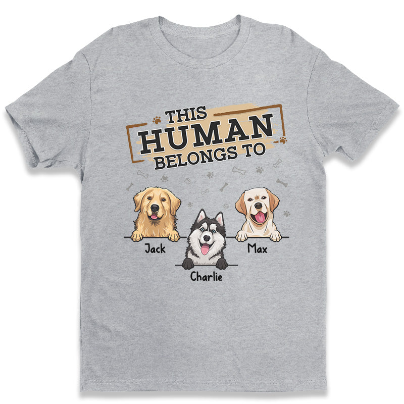 Cet humain m'appartient, bébé en fourrure - T-shirt unisexe personnalisé pour chien, sweat à capuche, sweat-shirt - Fête des pères, cadeau pour les propriétaires d'animaux, amoureux des animaux