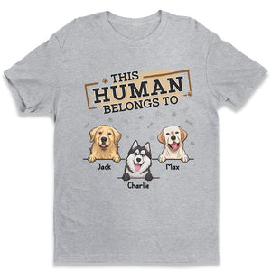Cet humain m'appartient, bébé en fourrure - T-shirt unisexe personnalisé pour chien, sweat à capuche, sweat-shirt - Fête des pères, cadeau pour les propriétaires d'animaux, amoureux des animaux